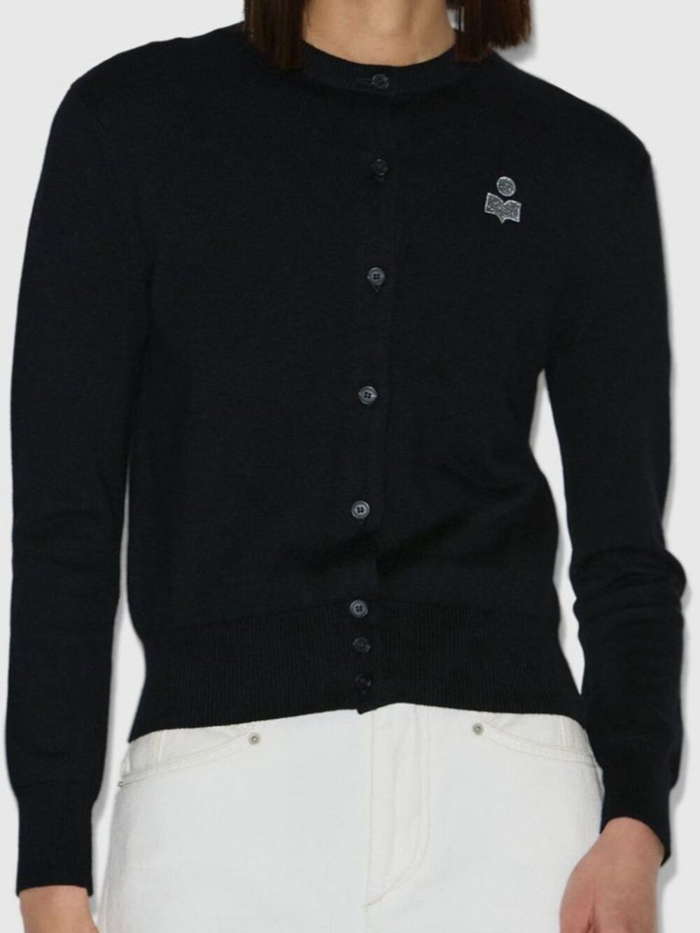 Marant Étoile Women's Black Mona Cotton Blend Cardigan Size 36